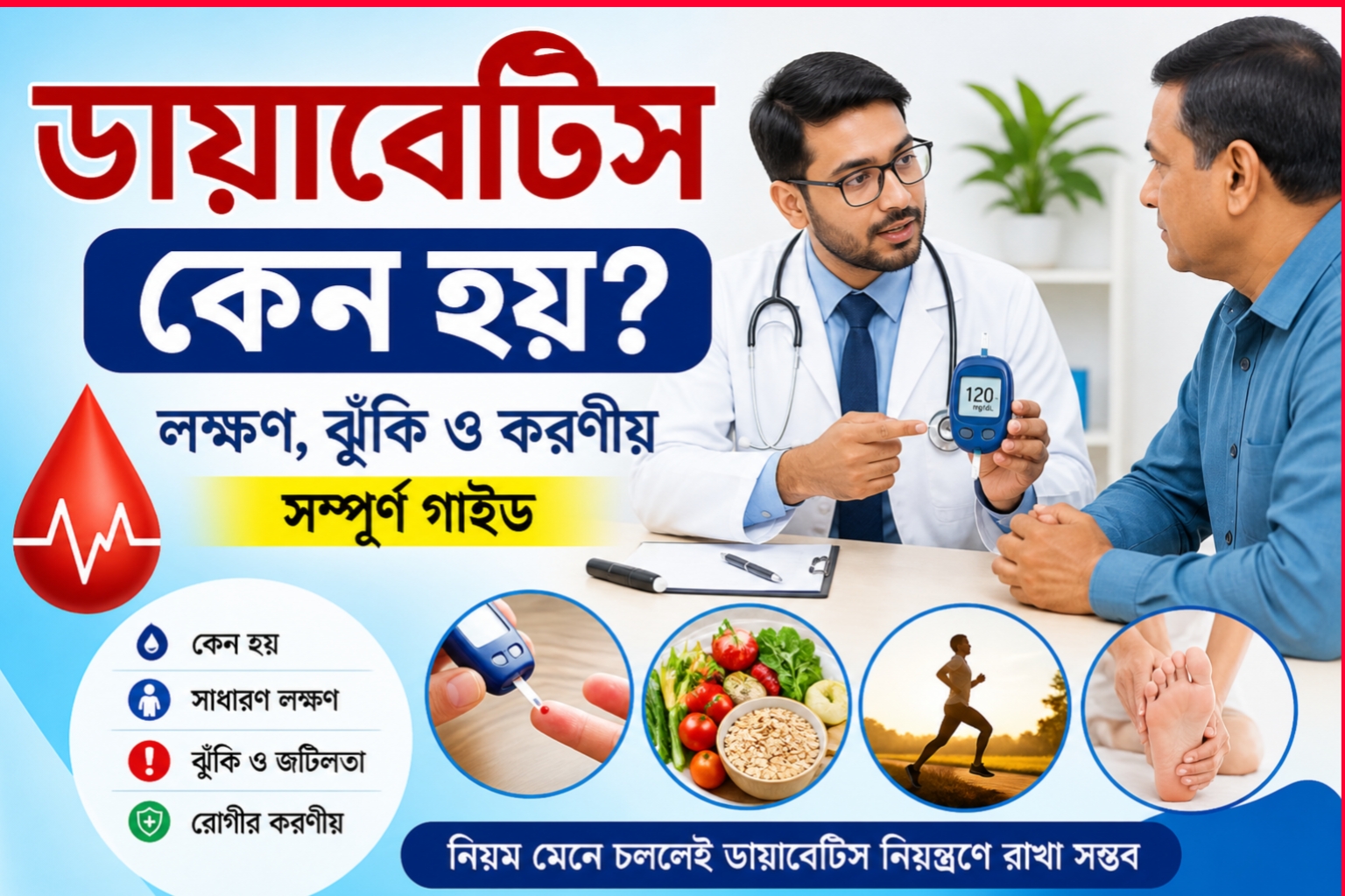 ডায়াবেটিস কেন হয়, ডায়াবেটিসের লক্ষণ, ডায়াবেটিস রোগীর করণীয়,